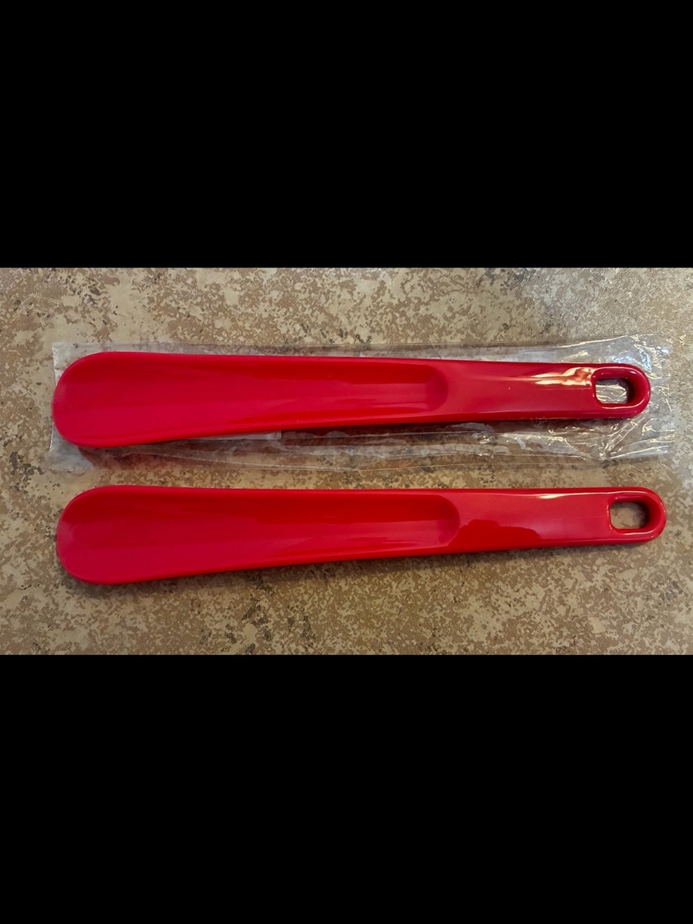 New! Two Pink Durable Plastic Shoe Horn with Long Handle.